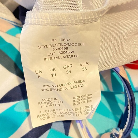 NWT Swim Solutions Modest Swim Suit Dress Thigh Minimizer Multicolor Sz 8 - Picture 6 of 6